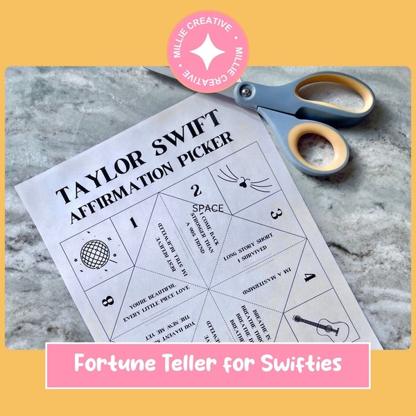 Printable Origami Fortune Teller for Swifties - Cootie Catcher with Daily Affirmations from Taylor Lyrics