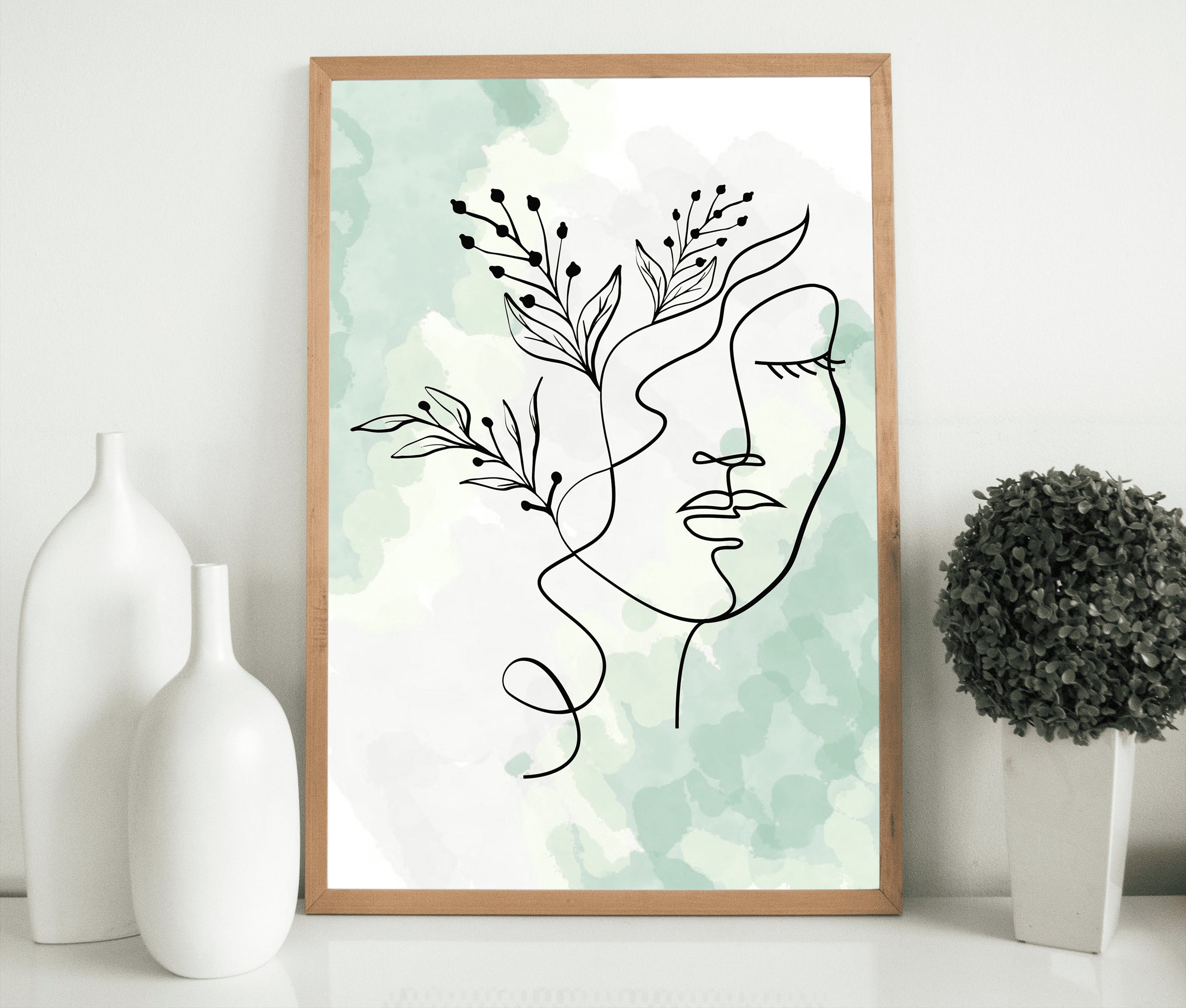 Abstract Modern Boho Digital Printable Wall Art Home Decor - Face of ...