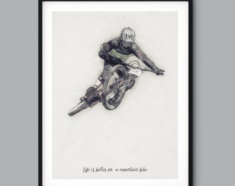 Downhill Art print - Mountain Bike -  MTB Printable - MTB Art Print - Wall Decor - Mountain Bike Home Decor