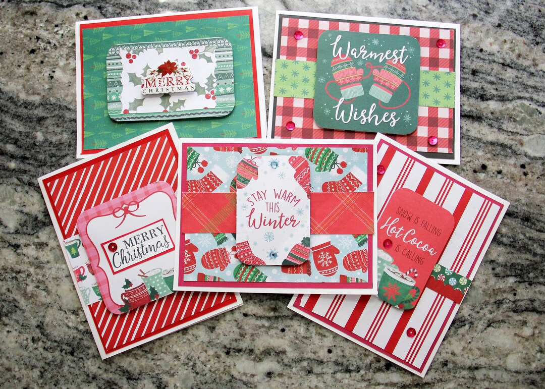 Fireside Collection Christmas Cards Set of 5 Handmade Etsy