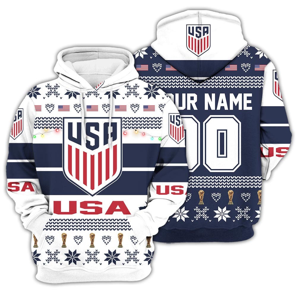 USA National Team, Personalized Custom Name Number, Qatar World Cup 2022 3D Hoodie