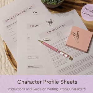 Character Development & Profile Sheets - Writer&#39;s Printable PDF - Instant Download