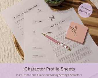 Character Development & Profile Sheets - Writer's Printable PDF - Instant Download