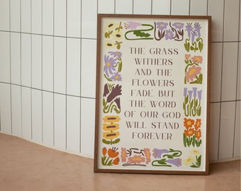 Isaiah 40:8 Floral Bible Verse Art Print (Digital Download)