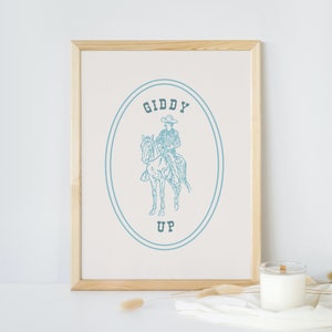 Western Art, Giddy Up Wall Art, Western Decor, Coastal Cowgirl, Digital Download, Printable Print