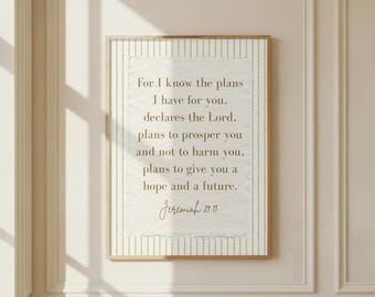 Jeremia 29:11 Wandkunst, Christliche Dekoration, Bibel Vers, digitaler Download