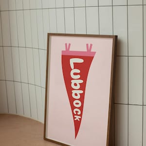 Lubbock Pennant, Texas Tech, Dorm Room Decor, Apartment Decor