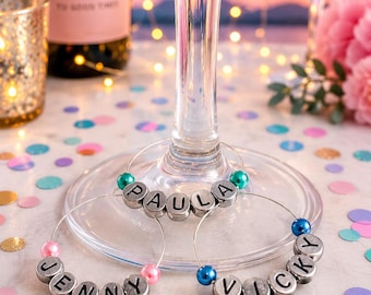 Handmade Personalized Wine Glass Charms – Elegant Party Favors