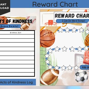 Printable Reward Chart for Kids, Boys Goal Tracker, Toddler Potty Chart, Behavior Chart, Daily Chores, Daily Routine Chart, Sticker Chart