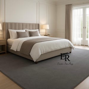 Hand-Tufted Wool Rug: Solid Grey Contemporary Rug for Living Room