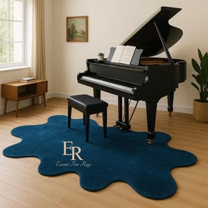 Blue Wool Hand-Tufted Rug: Contemporary Living Room Rug, 9x12