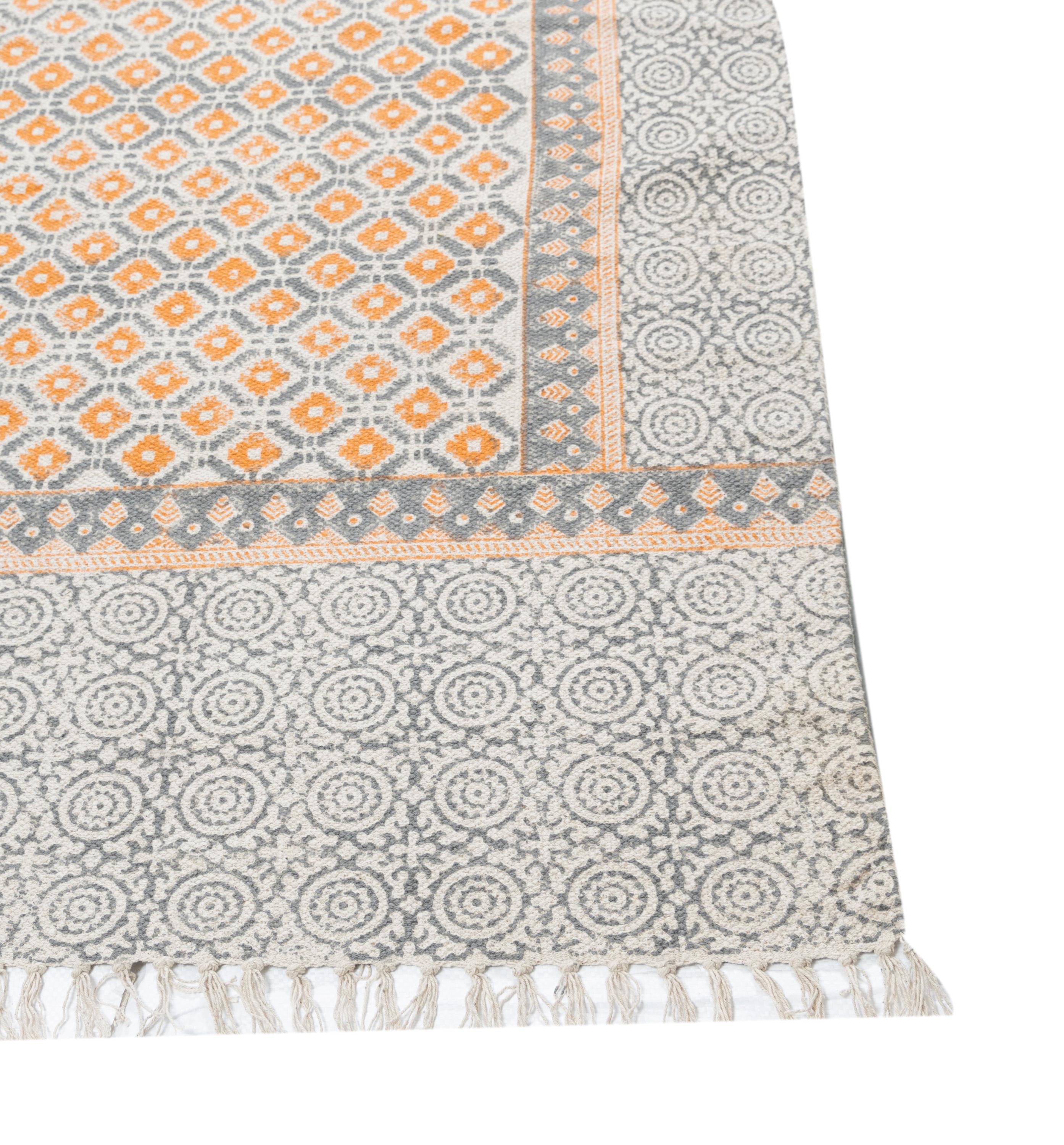 Dabu Rug Hand Block Printed Cotton Rug: Dabu Print, Multicolor - Etsy