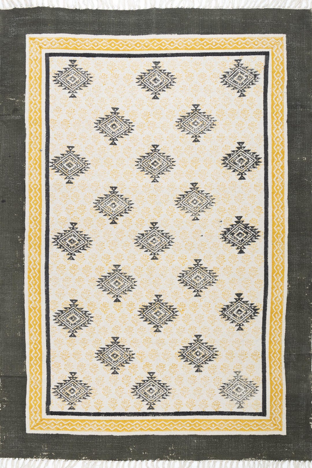 Dabu Rug Hand Block Printed Cotton Rug: Dabu Print, Exotic Design - Etsy