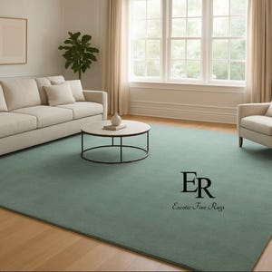 Hand-Tufted Wool Rug: Solid Sea Blue, Contemporary Design