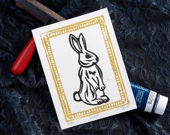 Fiona- Imprimé Linogravure (Lapin)