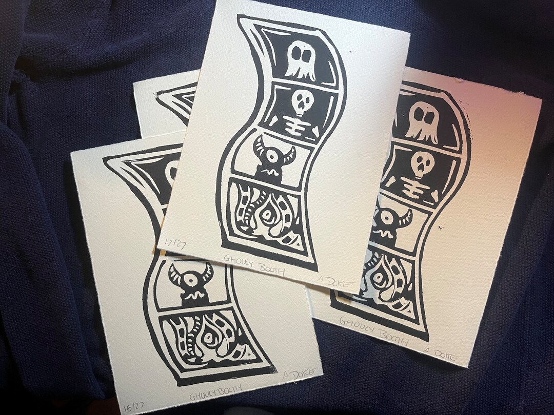 Ghouly Booth Linocut Friends Etsy