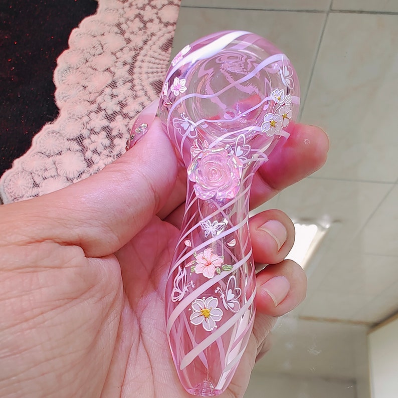 Rotatable Flower Glass Pipe Flower Butterfly Cute DIY Creative Etsy