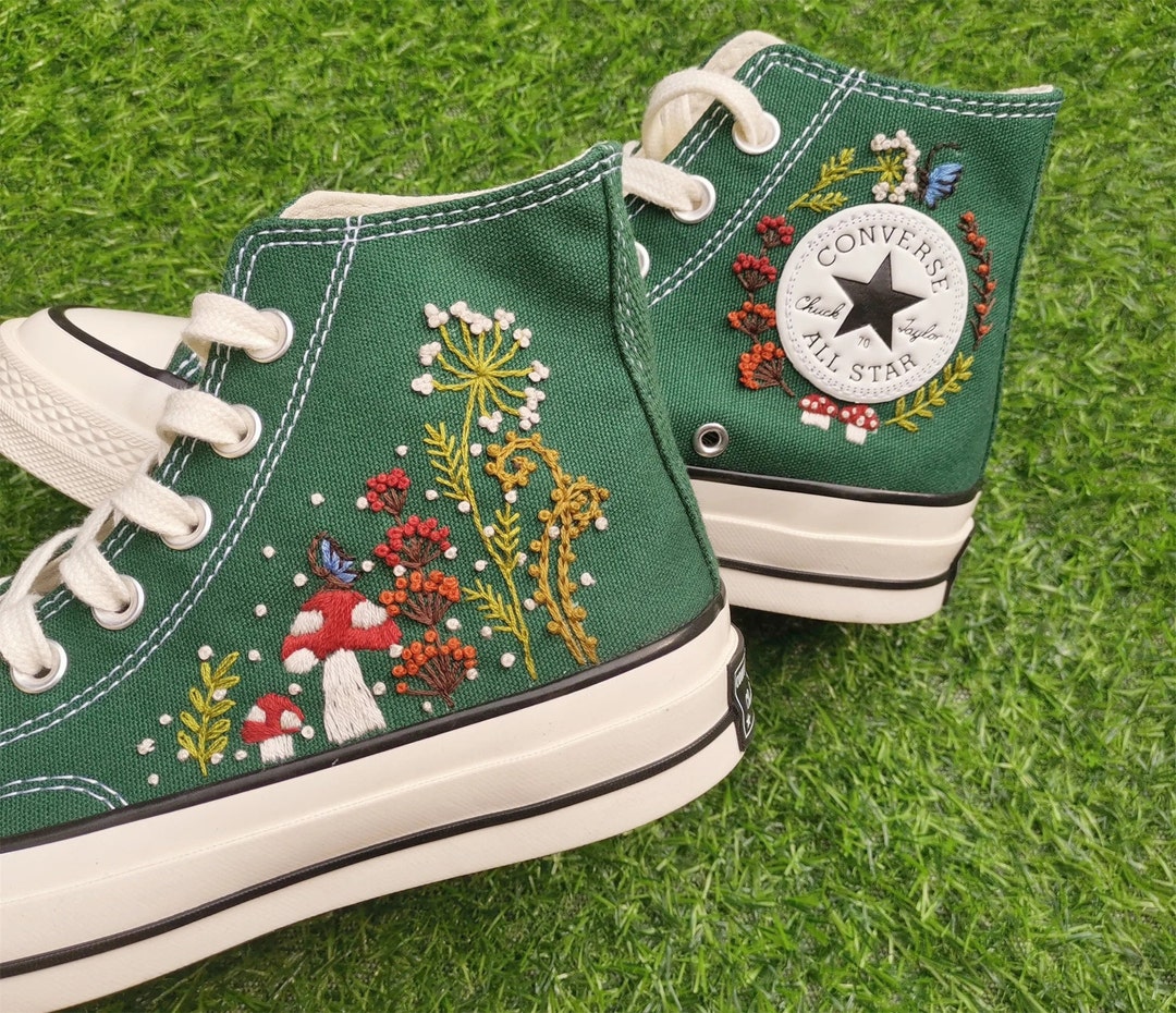 Custom Converse Chuck Taylor Mushrooms Embroidered Converse Etsy