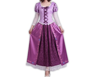 Rapunzel Princess Dress Party Cosplay Adult Costume Women Halloween fairy Plus Size Regular Size