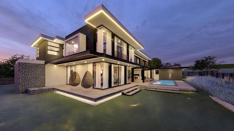 5-bedroom House Plan With Patio & Pool (PDF and DWG) – Spacious Family ...