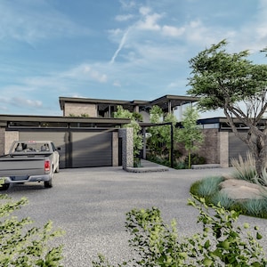Modern 2 Bedroom House Plans with 4 Garages (PDF & DWG)
