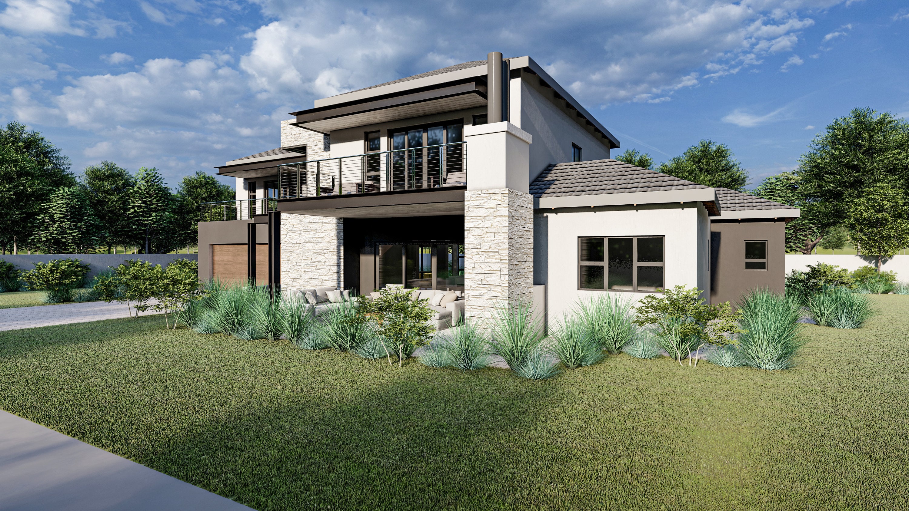 Modern 4 Bedroom House Plans With Balcony (PDF & DWG) - Etsy
