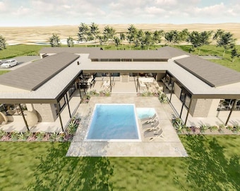 Huisplannen met 5 slaapkamers, terras, zwembad en jacuzzi (pdf en dwg)