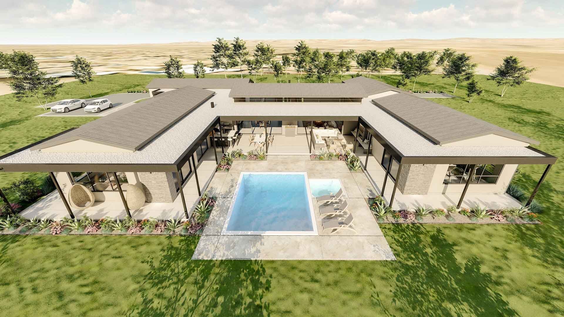 Modern U Shaped House Plans With Courtyard In Middle