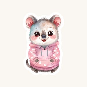 Quokka in Pink Hoodie-Aufkleber | Süßer Australischer Tier Vinyl Aufkleber | Kawaii Quokka wasserdichter Aufkleber | Laptop, Planer, Flasche, Journal