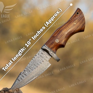 COPPER DAMASCUS HANDMADE Knife Copper Bobcat Hunting Knife Exotic Rose Wood Handle Best Anniversary Gift For Men image 8