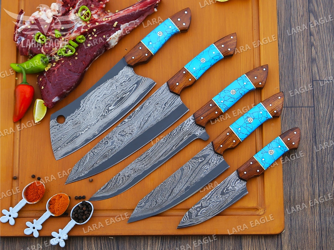 包丁5本セット Amazon.com: GULSARAYI 5-Piece Damascus Knife Set, Unique