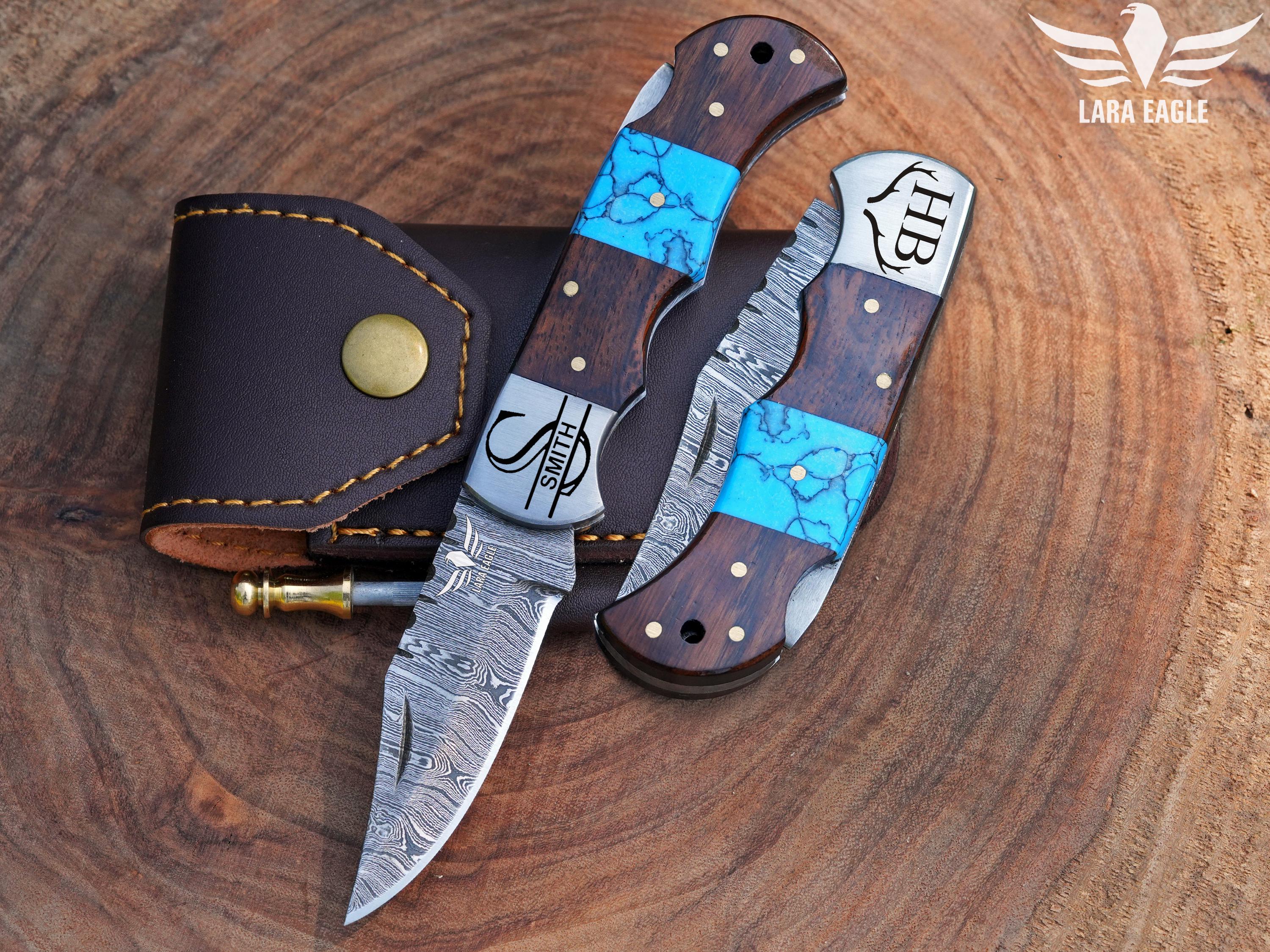 OYAIDE Force’77G シールド2本＋パッチ3本セット 総額約2万円 Handmade Damascus Steel Folding Knife Turquoise & Rose Wood Handle