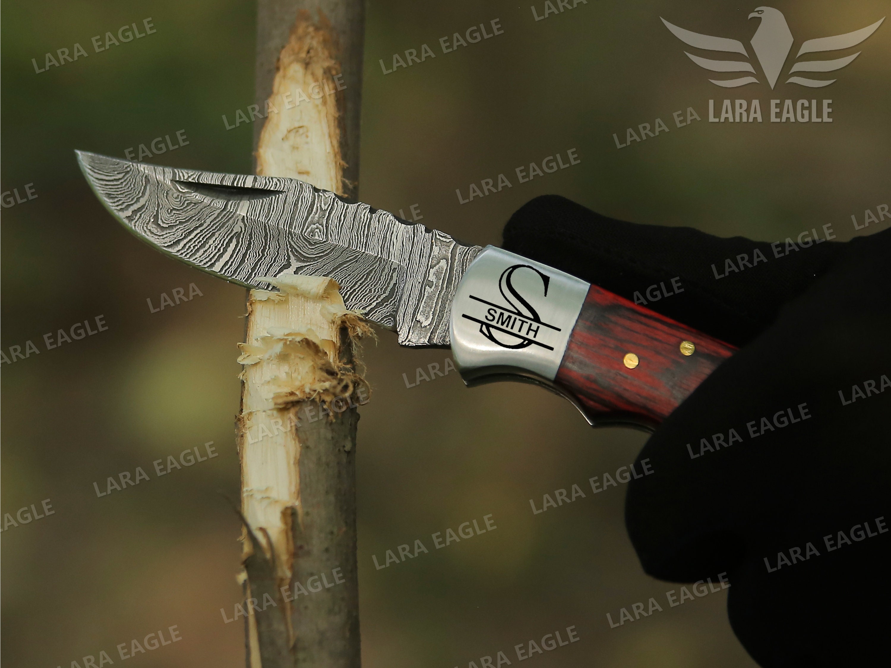 Custom Damascus Pocket Knife Handmade Folding Knife Pakka