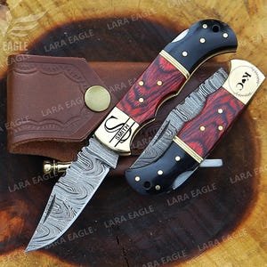 Handmade Damascus Pocket Folding Knife Birthday Gift Knife Custom Pocket Knife Groomsmen Gift Best Personalized Anniversary Gift For Men