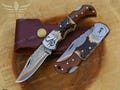 COPPER DAMASCUS HANDMADE Folding Pocket Knife with Deer Antler/ Stag Horn & Rose Wood Handle Copper Anniversary Gift Groomsman Gift