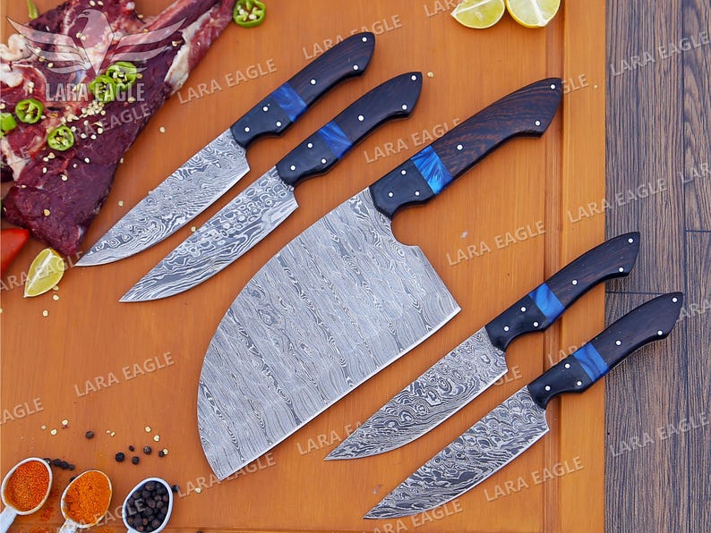 Premium Handmade Damascus Steel Kitchen Knife Set