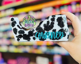 Custom Full Cow Print Glitter Tape Dispenser