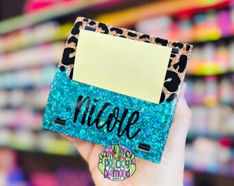 Custom 1/2 Leopard Sticky Note Dispenser