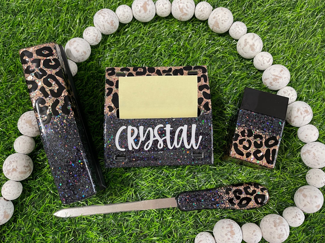 Leopard Glitter Office Supply Set Etsy