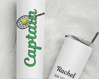 Personalized Tennis Captain Tumbler: Stainless Steel Travel Cup