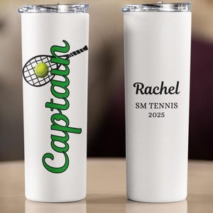Personalized Tennis Captain Tumbler: Stainless Steel Travel Cup