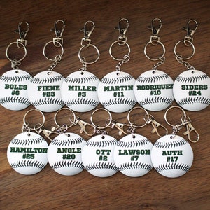 Baseball Bag Tags, Teeball Gifts for Teams, Baseball Coach Gift Ideas, Baseball Keychain, Senior Night Baseball, Baseball Banquet Gifts