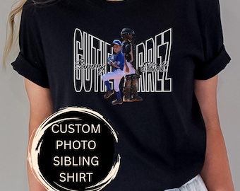 Custom Photo Shirt Personalized Kid Baseball Mom Softball Dad Sports Gift Team Spirit Wear Apparel Little League Game Day Sibling Picture