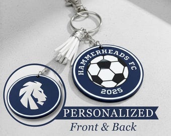 Soccer Birthday Party Favor Gift Player Personalized Keychain Jersey Number Custom Tag Coach Appreciation Team Memento Wooden Keepsake