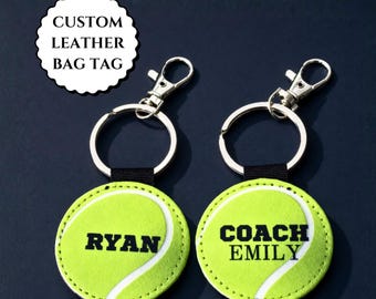 Personalized Tennis Keychain Custom Name Player Accessory Gift Fan Racket Sport Memento Keepsake Tournament Party Favor Athletic Team Club