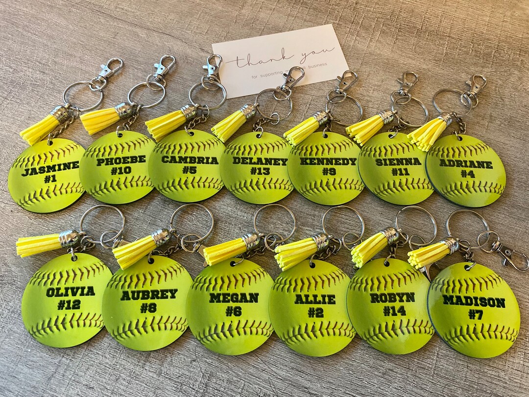 Softball Bat Bag Tag, Softball Coach Keychain, Softball Name Tag for Bag, Senior Night, Softball