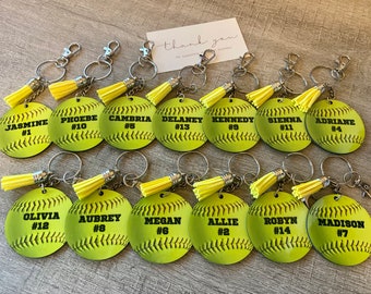 Softball Bat Bag Tag, Softball Coach Keychain, Softball Name Tag for Bag, Senior Night, Softball Gifts for Team, Softball Personalized Award