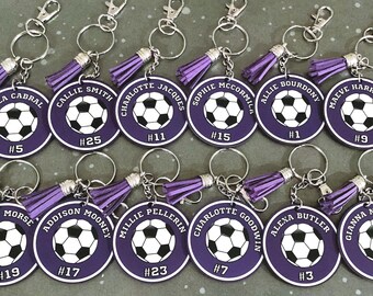 Personalized Soccer Team Keychain: Custom Name & Number, Senior Night Gift
