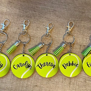 Bag Tag Keychain Tennis Team Personalized Gift for Coach Appreciation End of Season Tennis Captain Custom Gift for Tennis League with Name