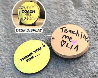 Softball Coach Gift for Appreciation Card Team Signature Book Wooden Cover Display Stand Desk Decor Keepsake Retirement Present Player Thank